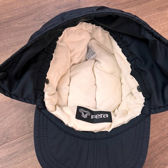 Fera Skiwear Trapper Ear Flap Insulated Down Ski Black Outdoor Snaps Hat - Picture 4 of 13